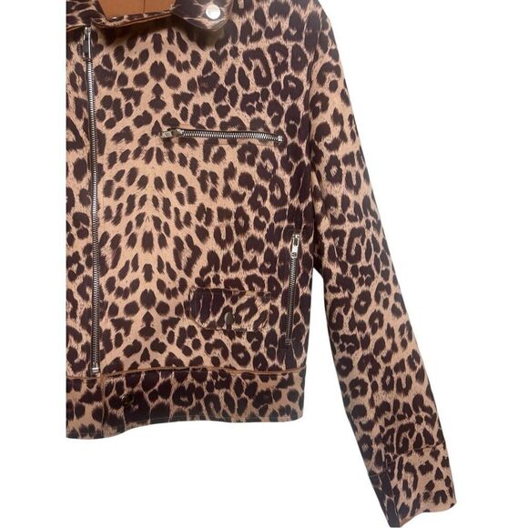 Azi Leopard Print Moto Jacket with Silver Hardware - Picture 12 of 16